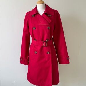 L.L. Bean Vibrant Red Trench Coat